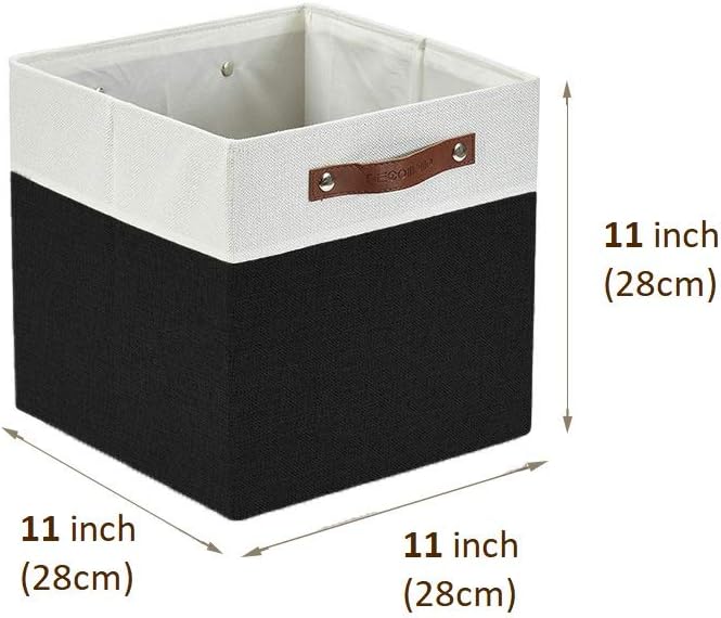 DECOMOMO Fabric Cube Storage Bin - Storage Baskets for Shelves, Kallax (Grey & White, 13 inch Cube) - 4 Pack