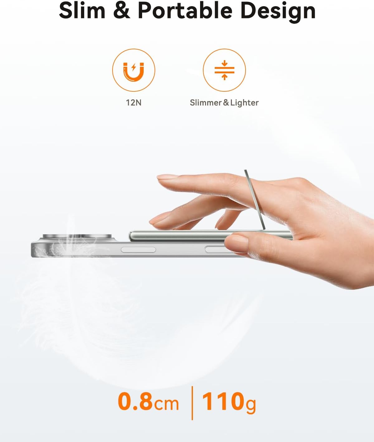 Power Bank Mag-Safe 5000mAh, Magnetic Wireless Power Bank, Mag-Safe Portable Charger Powerbank with Folding Swivel Stand Compatible with iPhone 16/15/14/13/12 Plus/Pro/ProMax - Titanium