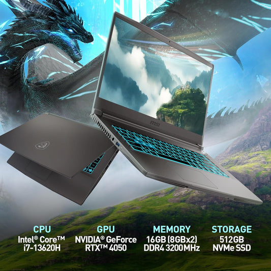 MSI Thin 15 15.6” 144Hz FHD Gaming Laptop: Intel Core i7-13620H, NVIDIA Geforce RTX 4050, 16GB DDR4, 512GB NVMe SSD, WiFi 6E, Win 11: Black B13VE-2678US - PuriLite