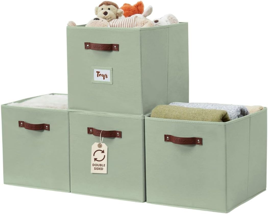 DECOMOMO Cube Storage Bin, Storage Cubes with Labels, Baskets for Shelves Kallax Linen Closet Organizers (Cube 10.5x11"/ 6pcs, Black)