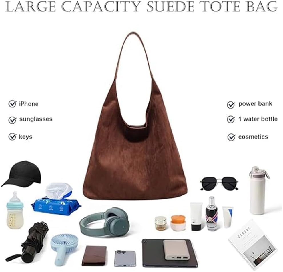 Purilite Select Leather Tote Bag for Women | Retro Hobo Bag | Slouchy Shoulder Bag | Office Handbag | Travel & Work Purse