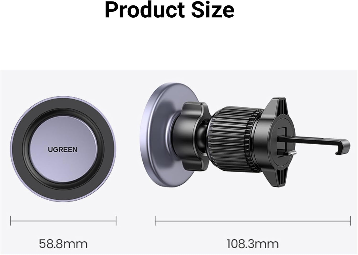 UGREEN Fits MagSafe Car Mount Upgrade Strong Enlarged Magnets for iPhone 14 13 12 Pro Max Series Magsafe Case, Super Stable Magnetic Phone Holder Car Vent Mount for All Phones with 2 Metal Rings