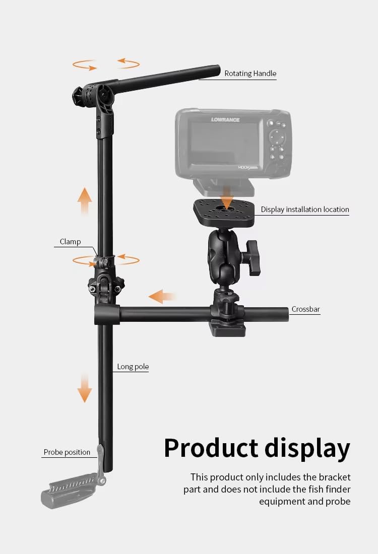 Strg Transducer Bracket with Fish Finder Mount for Kayak/Boat, Livescope Fish Finder Transducer Mount for Garmin/Lowrance, Compatible with RAM Mounts C Size/1.5'' Double Socket Arm (Foldable)