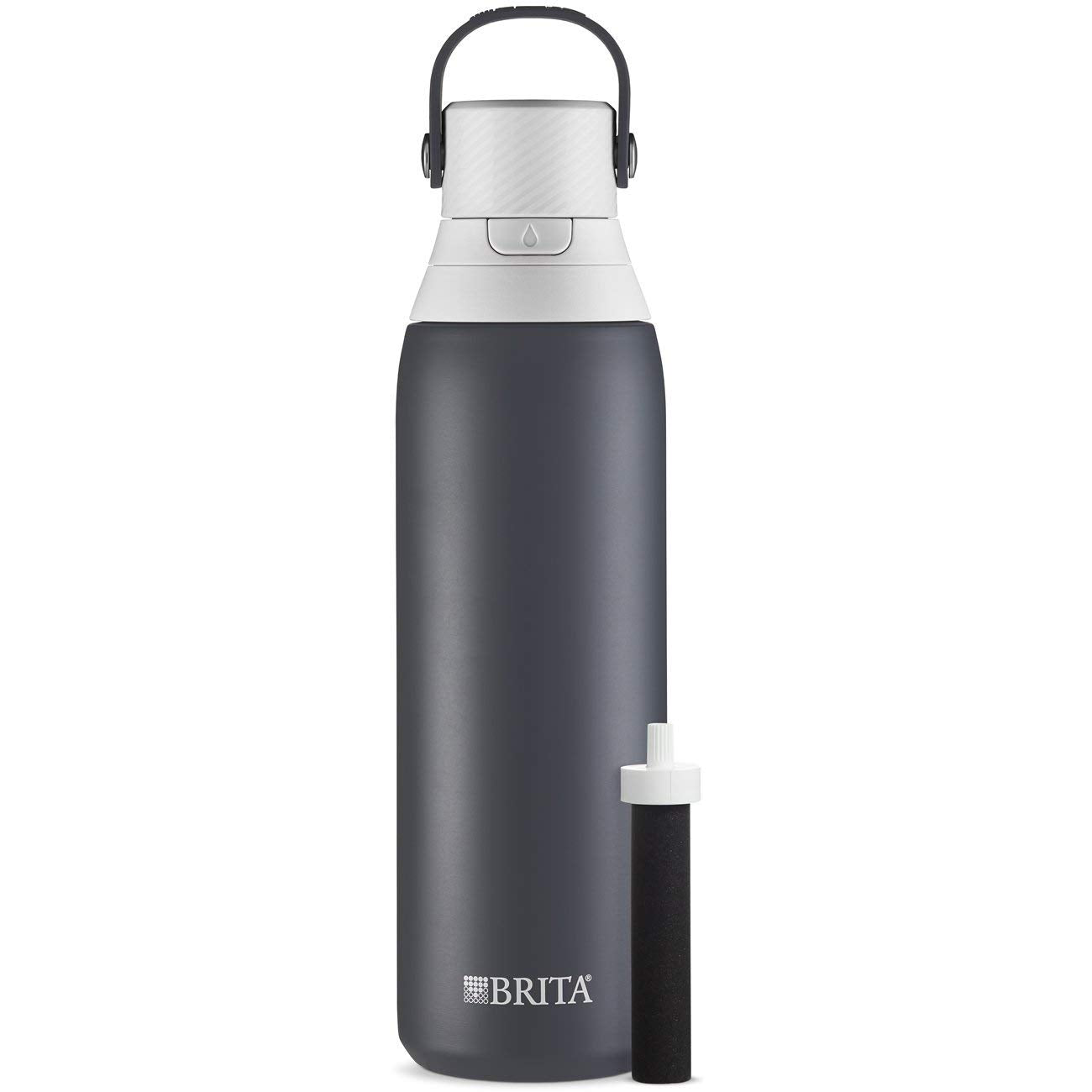 BRITA Stainless Steel Water Bottle with Filter, 591 mL Premium Double Insulated Water Bottle, Rose