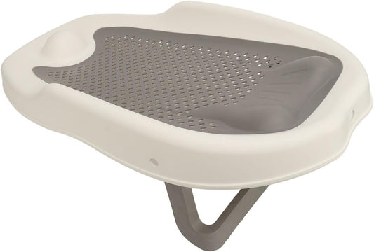 Foldable Baby Bath Support with Hollow Pattern, Ergonomic Design 3 Point Mechanical Structure, Universal Fit for Home Bathroom (Grey)