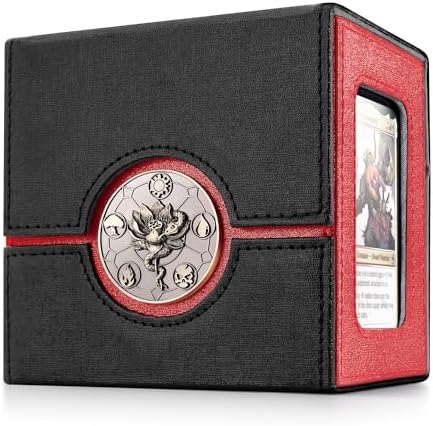 Kabinka Commander Deck Box for MTG with Metal Emblem, Card Deck Box with Dice Tray, Hold 100 Double-Sleeved Cards for TCG/PTCG, Cards Storage Case, 35PT Magnetic Card Holder (Black& Purple, Lotus)