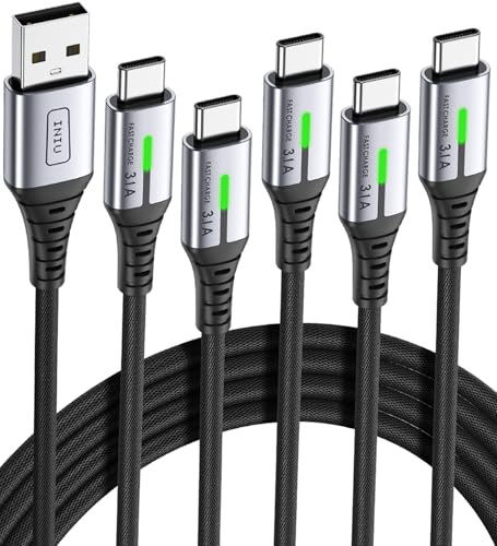 USB C Cable, INIU 3.1A Type C Cable Fast Charging (6.6ft), Zinc Alloy Braided Data USB-C Cable, USB A to USB C Charger Cable for iPhone 16 15 14 Pro Max iPad Samsung S22 S21 Huawei Xiaomi OnePlus - PuriLite