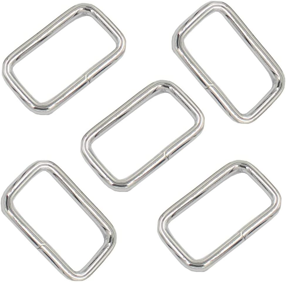100PCS 1 inch Rectangle Ring Buckles Adjuster Square Buckle for Hardware Bags Hand DIY Accessories (Silver)