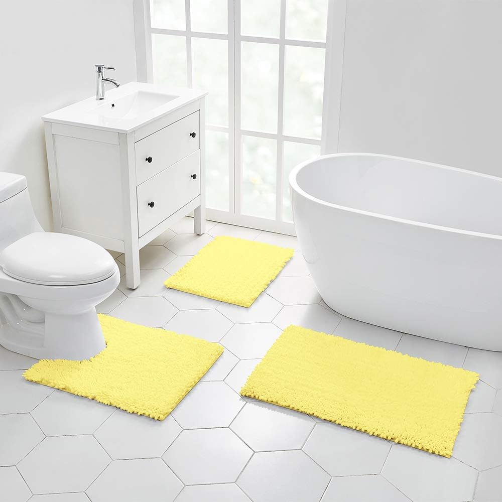 Walensee Bathroom Rug Non Slip Bath Mat (24x17 Inch Blush) Water Absorbent Super Soft Shaggy Chenille Machine Washable Dry Extra Thick Perfect Absorbant Best Small Plush Carpet for Shower Floor