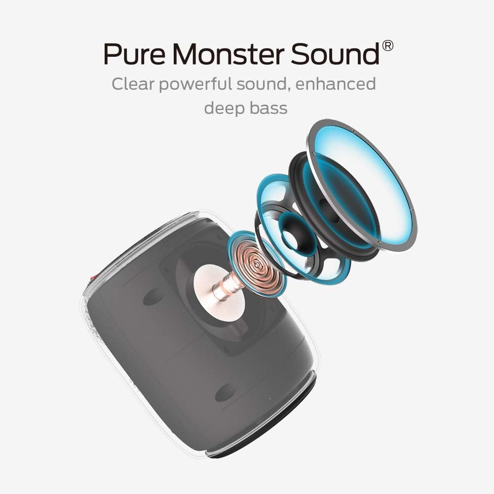 Monster S110 Wireless Speaker - Lightweight & Portable Bluetooth Speaker with Pure Sound, IPX5 Waterproof, 16-Hour Battery Life, USB Charging Cable, Perfect for Indoor/Outdoor Activities (Black)