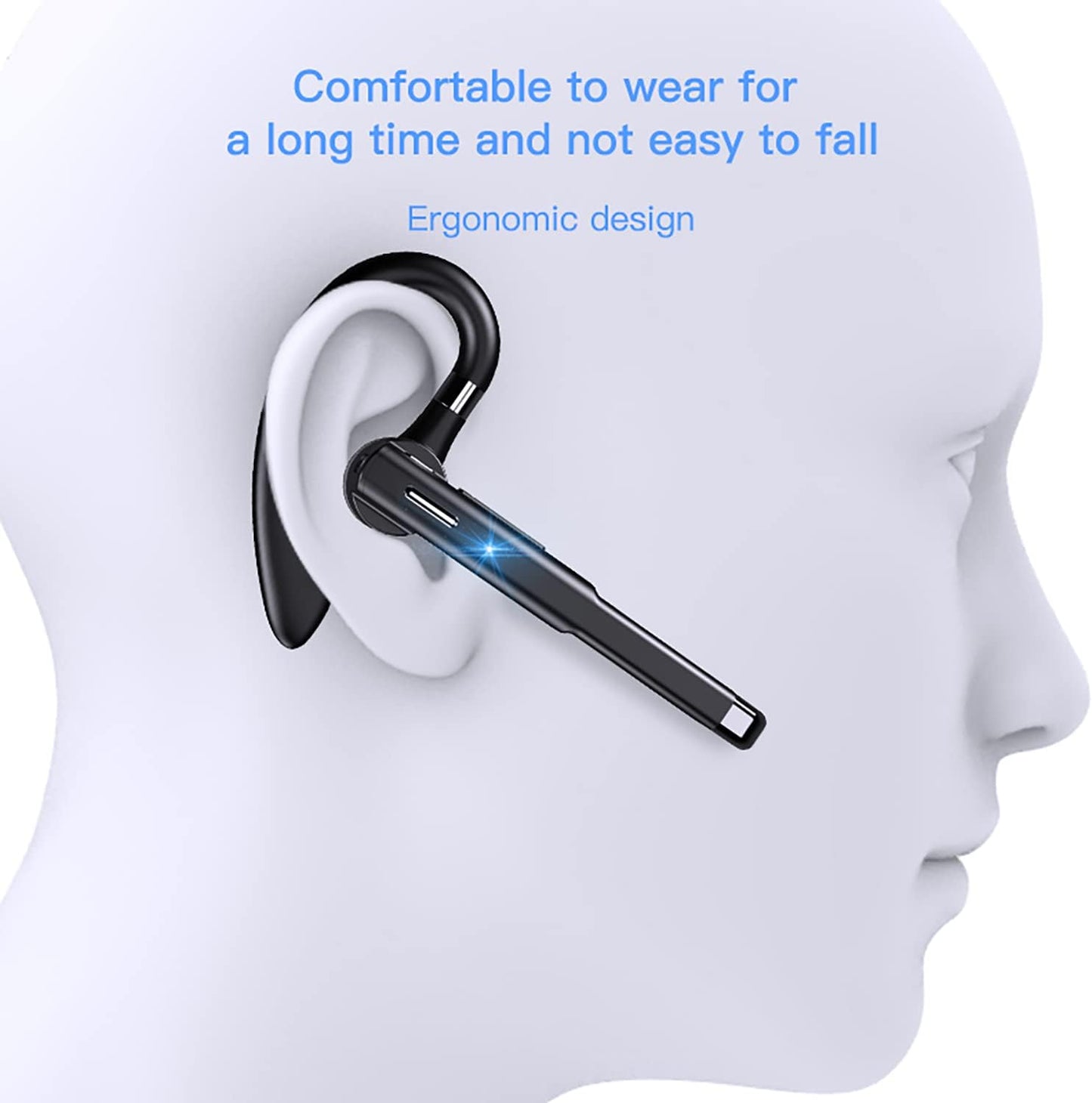 Bluetooth Headset V5.1, Bluetooth Earpiece for Cell Phones with Mic Noise Cancelling, Waterproof Hands-Free Earphones Wireless Headphone, for Business/Office/Driving Compatible with Android/iPhone