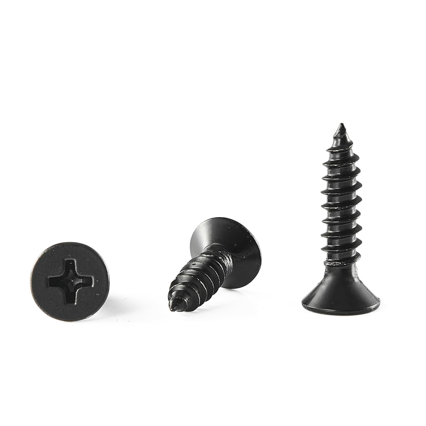 GOHODOMINO #4 x 1/2" Wood Screw 100Pcs, Stainless Steel 304 (18-8) Screws Flat Head Phillips Fast Self Tapping Drywall Screws Black Oxide