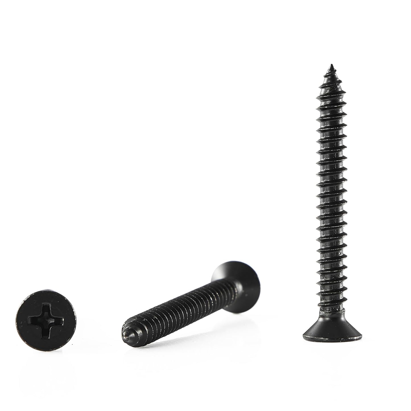GOHODOMINO #4 x 1/2" Wood Screw 100Pcs, Stainless Steel 304 (18-8) Screws Flat Head Phillips Fast Self Tapping Drywall Screws Black Oxide