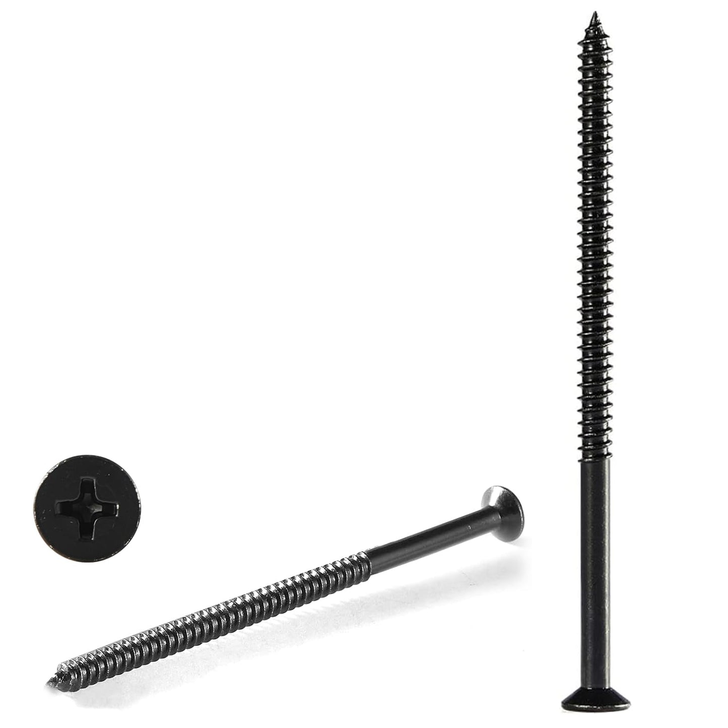 GOHODOMINO #4 x 1/2" Wood Screw 100Pcs, Stainless Steel 304 (18-8) Screws Flat Head Phillips Fast Self Tapping Drywall Screws Black Oxide