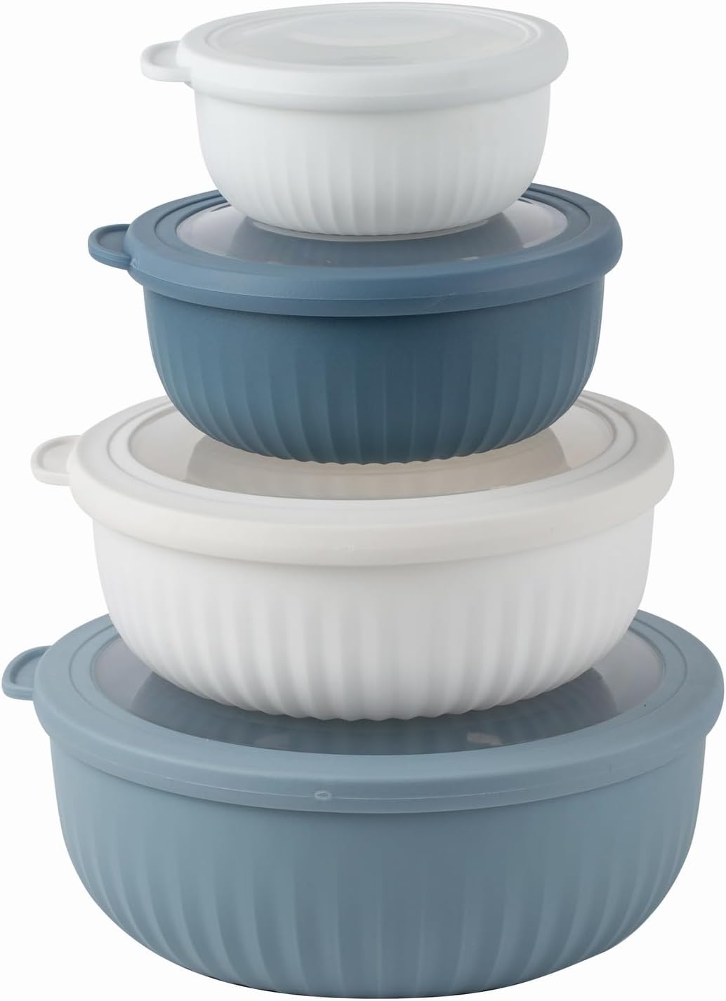 COOK WITH COLOR Prep Bowls with Lids- 8 Piece Nesting Plastic Small Mixing Bowl Set with Lids (Teal Ombre)