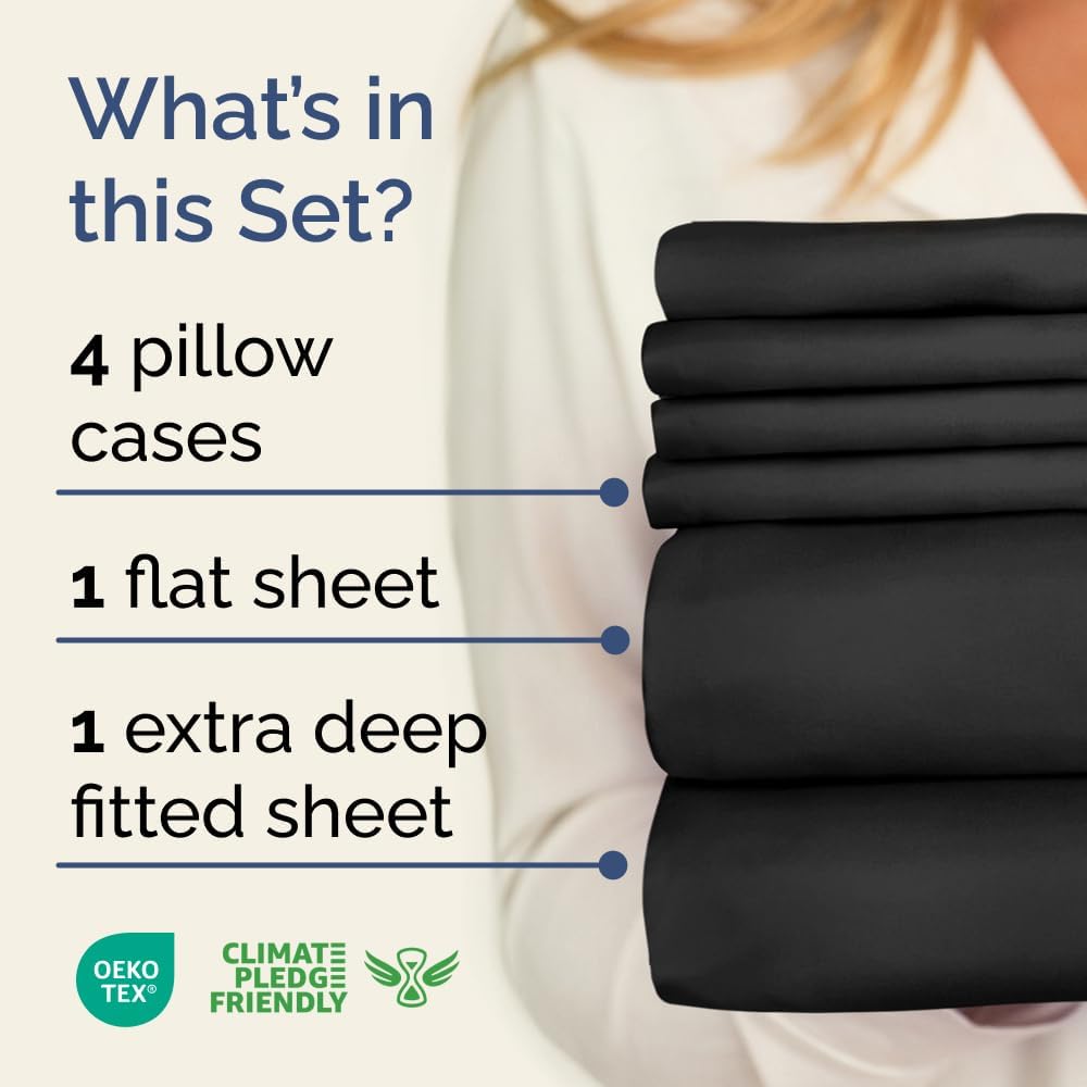 Extra Deep Queen Sheet Set - 6 Piece Breathable & Cooling Sheets - Hotel Luxury Bed Sheets Set - Easy & Secure Fit - Soft, Wrinkle Free & Comfy Sheets Set - White Sheet Set w/Extra Deep Pockets