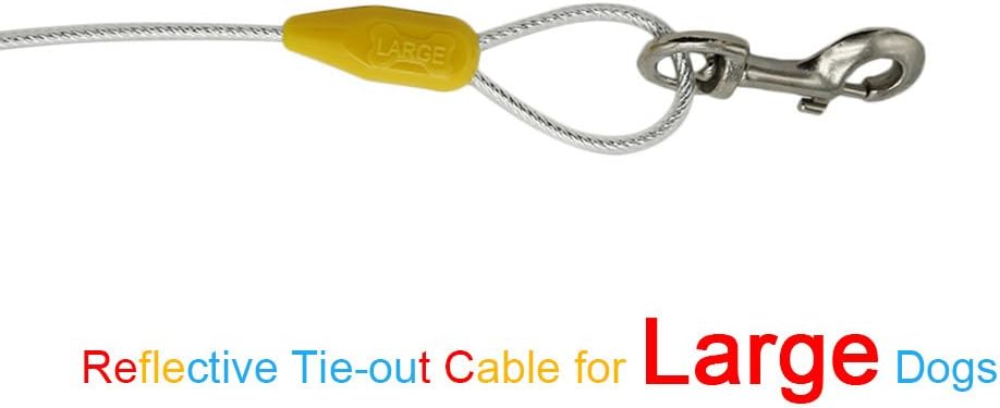 Petest 25ft Reflective Tie-Out Cable for Small Dogs Up to 35 Pounds