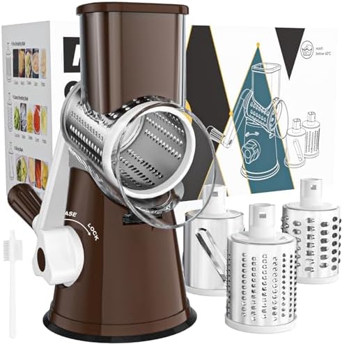 Purilite Select Rotary Cheese Grater with 3 Stainless Steel Blades