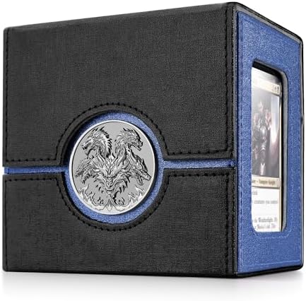 Kabinka Commander Deck Box for MTG with Metal Emblem, Card Deck Box with Dice Tray, Hold 100 Double-Sleeved Cards for TCG/PTCG, Cards Storage Case, 35PT Magnetic Card Holder (Black& Purple, Lotus)
