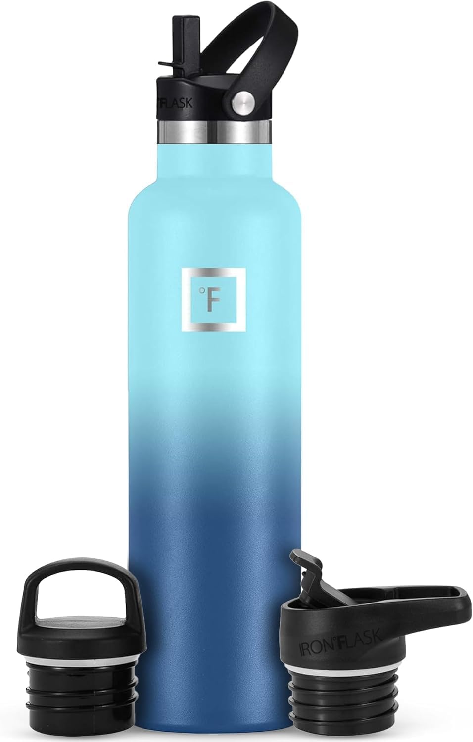 Camping & Hiking Hydration Canteens - 24oz 3 Lids (Narrow Straw/Spout Lid) Leak Proof Vacuum Insulated Stainless Steel - Hot & Cold Double Walled Sports Water Bottle
