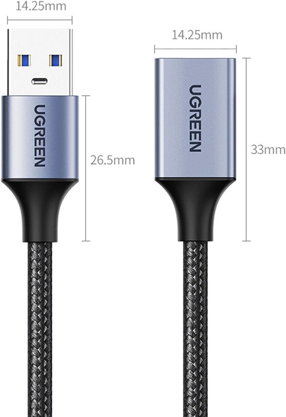 UGREEN USB Extension Cable 3.0 Extender Cord Nylon Braided A Male to Female Data Transfer Cable for Hard Drive, Oculus Rift, Hub, USB Sticks, Mouse, Keyboard, Xbox, Camera, Webcam, 6.6FT