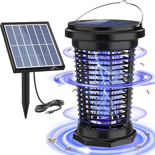 PALONE Solar Bug Zapper with 5.5W Solar Panel Charging, USB Charging Bug Zapper Light for Outdoor and Indoor