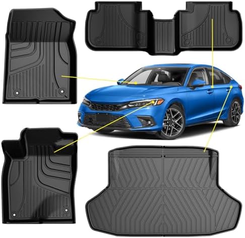 AOMSAZTO Floor Mats & Trunk Mat for 2024 2025 Chevy Equinox EV (Non Fuel),TPE All Weather Protection 2 Rows Car Floor Liners with Cargo Liner for Chevrolet Equinox EV (Non Fuel)
