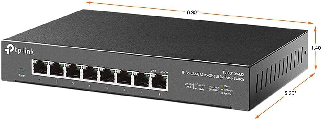 TP-Link TL-SX1008 | 8 Port 10G/Multi-Gig Unmanaged Ethernet Switch | Desktop/Rackmount | Plug & Play | Sturdy Metal Casing | Limited Lifetime Protection | Speed Auto-Negotiation