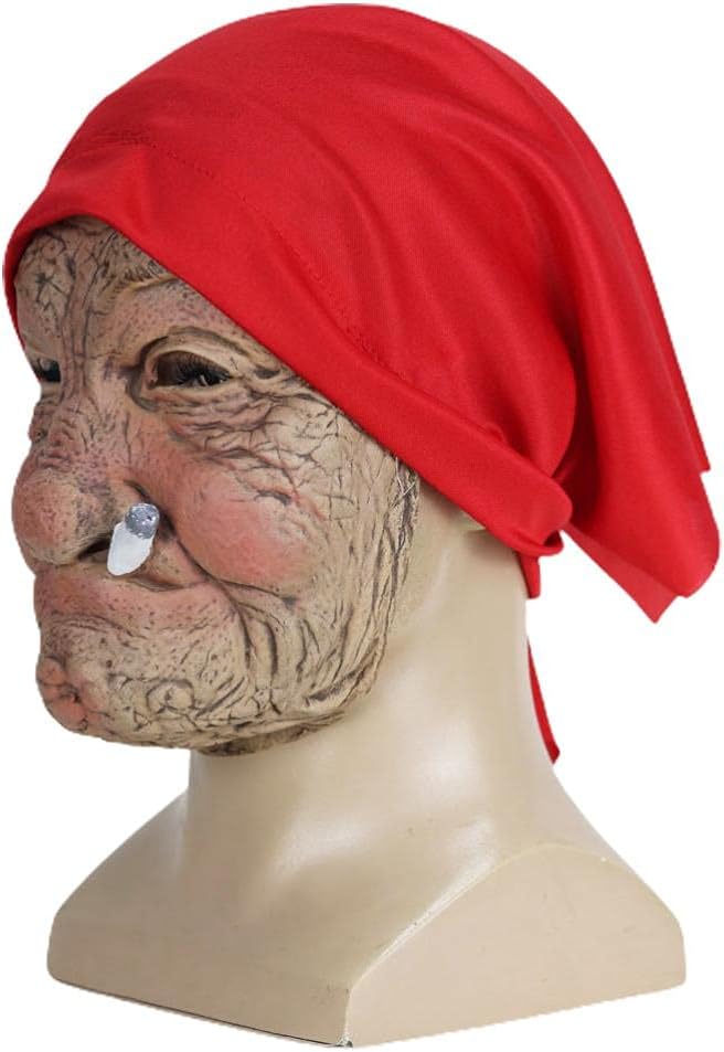 Old Woman Mask, Halloween Horror Headgear Old Lady Face Cover Latex Head Wear for Halloween Party Cosplay Props
