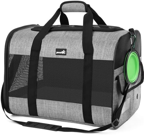 Pecute Cat Carrier Dog Carrier up to 15lbs,Pet Carrier for Cats and Puppies with Foldable Bowl, Soft-Sided Bag with Breathable Mesh, Suitable for Long and Short Trips Travel Camping Outdoor