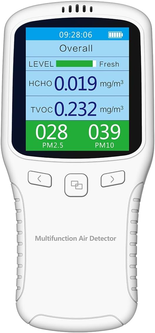 Air Quality Tester, 8 in 1 Air Quality Monitor Indoor,Formaldehyde Detector, voc Meter, Detect Indoor HCHO,TVOC,AQI,PM2.5,PM10,PM1.0,Temperature and Humidity Tester (Black)