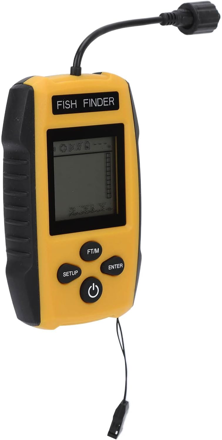 Generic Portable Fish Finder, Kayak, Boat Wired Handheld Fish Depth Finder LCD Display, Sonar Sensor for Lake Sea Ice, 100M/328Feet Detection Range