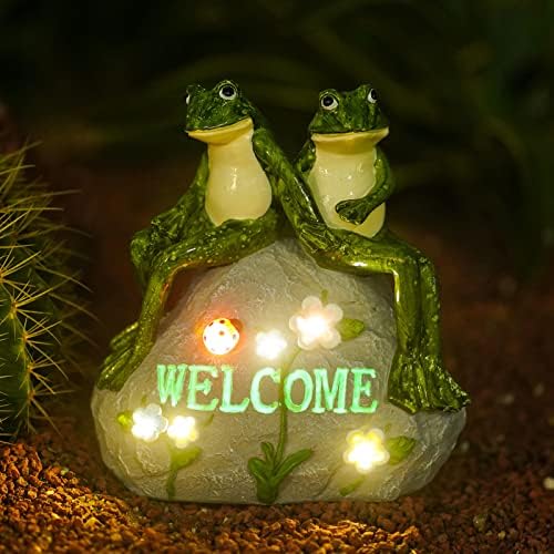 Nacome Solar Frog Riding Turtle for Garden Decor - Outdoor Statues for Patio,Yard,Balcony Ornament,Turtle Gifts for Women/Mom/Grandma,Mom's Best Gift