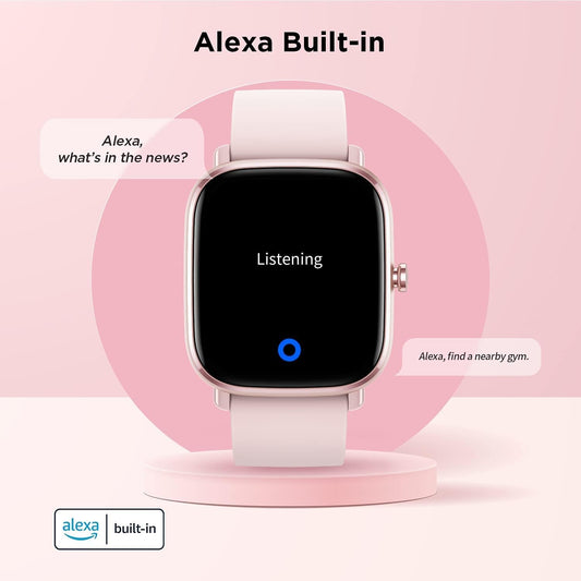 Amazfit GTS 2 Mini in Pink Smartwatch GPS Fitness Tracker for Men Women, Alexa Built-in, 14 Days Battery Life, 70+ Sports Modes, Blood Oxygen Heart Rate Sleep Monitor, AMOLED Screen, 5 ATM Waterproof