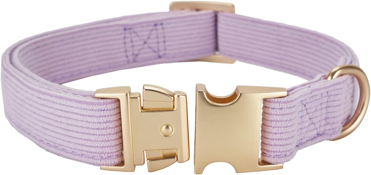 YUDOTE Soft Cotton Dog Collar with Metal Buckle Adjustable Heavy Duty Comfy Corduroy Collars for Small Medium Large Dogs,Black,Small