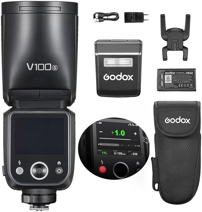 Godox V1S Professional Camera Flash Speedlite TTL Speedlight Round Head Wireless 2.4G Fresnel Zoom Compatible with Sony a7RII a7R a58 a99 ILCE6000L a7RIII a7R3 a9 a77II a77 a350 Camera for Photography