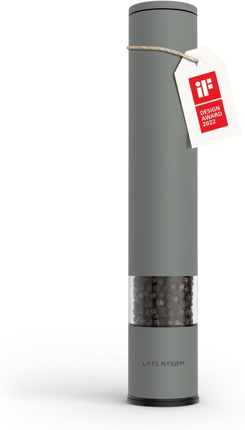 LARS NYSØM Salt and Pepper Mills Set Stainless Steel with Adjustable Ceramic Grinder 2 Pieces I Design Spice Mills Set Manual (Mustard Yellow)