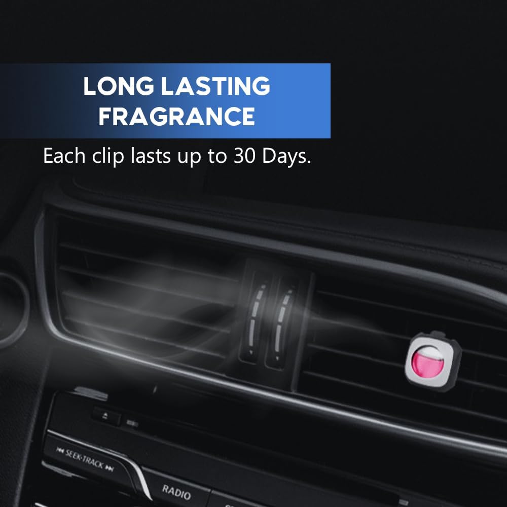 Air Jungles New Car Scent Car Air Freshener Clip, 6 Car Freshener Vent Clips, 4ml Each, Long Lasting Air Freshener for Car, Up to 180 Days Car Refresher Odor Eliminator
