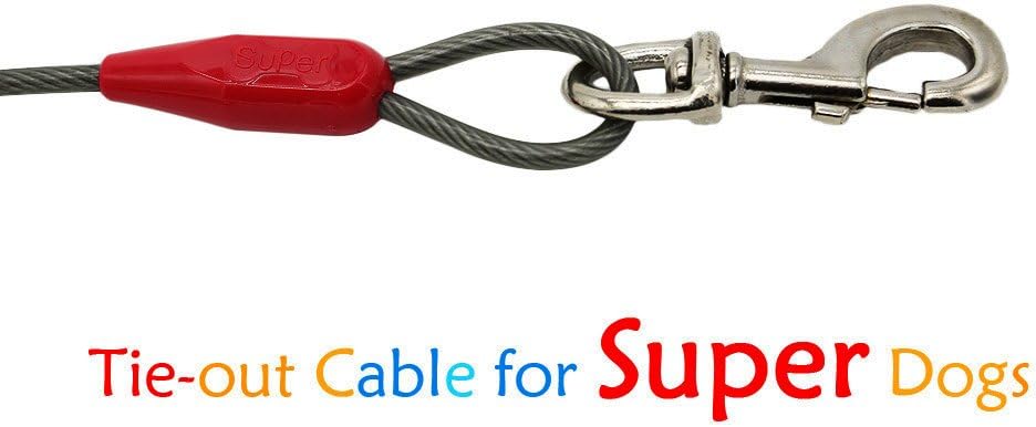 Petest 25ft Reflective Tie-Out Cable for Small Dogs Up to 35 Pounds