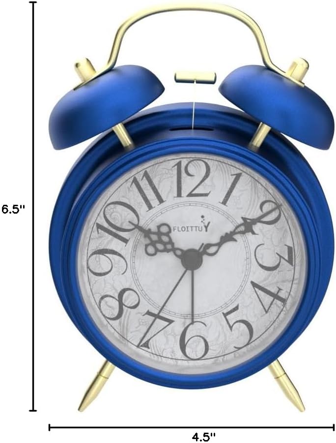 FLOITTUY Loud Alarm for Deep Sleepers 4'' Retro Twin Bell Alarm Clock with Backlight for Bedroom and Home Decoration(Retro White)