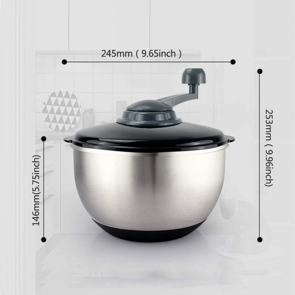 Salad Spinner, Stainless Steel Salad Vegetable Dehydration,Large Capacity Salad Dryer,Household Rotary Kitchen Washing Vegetable and Fruit Water Spinner-A