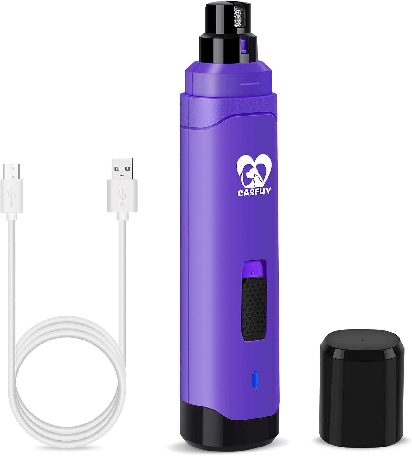 Casfuy Dog Nail Grinder Upgraded - Professional 2-Speed Electric Rechargeable Pet Nail Trimmer Painless Paws Grooming & Smoothing for Small Medium Large Dogs & Cats (White)