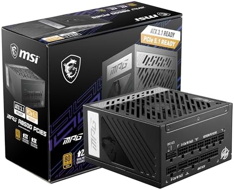 MSI MPG A1250GS PCIE5, 80 Plus Gold Full Modular 1250W Power Supply, 12V-2x6 Cable, ATX 3.1 & PCIE 5.1 Ready