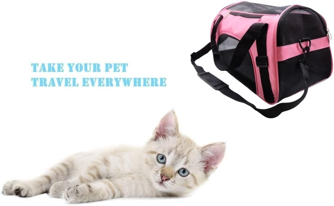 ZaneSun Cat Carrier,Soft-Sided Pet Travel Carrier for Cats,Dogs Puppy Comfort Portable Foldable Pet Bag Airline Approved (Small Rosered)