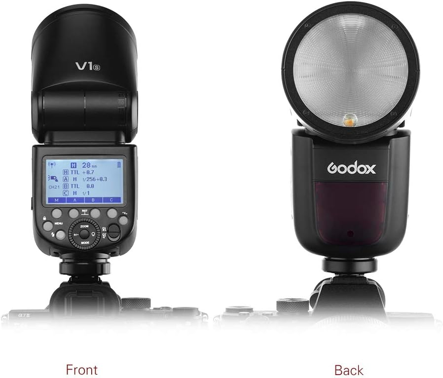 Godox V1S Professional Camera Flash Speedlite TTL Speedlight Round Head Wireless 2.4G Fresnel Zoom Compatible with Sony a7RII a7R a58 a99 ILCE6000L a7RIII a7R3 a9 a77II a77 a350 Camera for Photography
