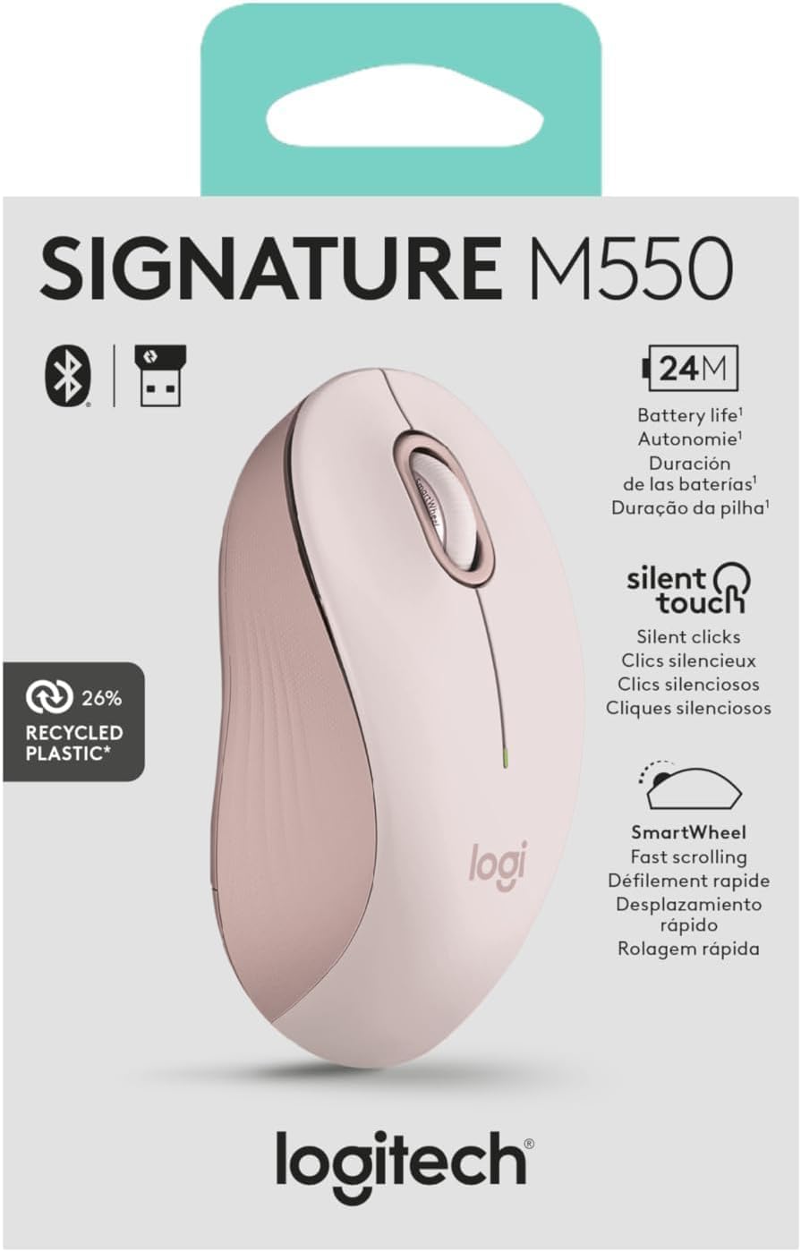 Logitech Signature M650 L Full Size Wireless Mouse - For Large Sized Hands, 2-Year Battery, Silent Clicks, Customizable Side Buttons, Bluetooth, for PC/Mac/Multi-Device/Chromebook - Black