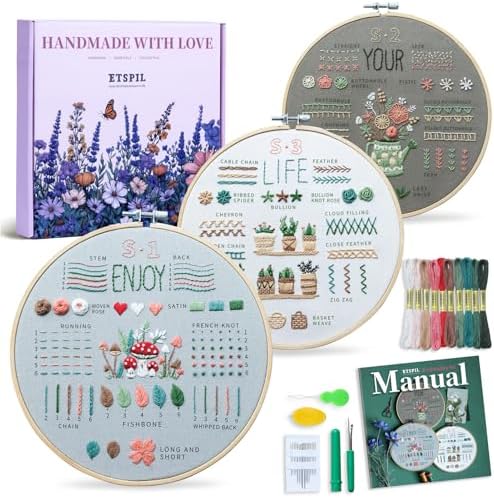 Purilite Select 3 Pack Beginner Embroidery Kits