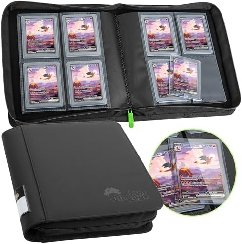 FunGuys Toploader Binder, Trading Card Binder Storage,128 4 Pocket Top Loader Pokemon Binder, Card Collection Yugioh Cards, MTG, TCG, Folders for Trading Cards