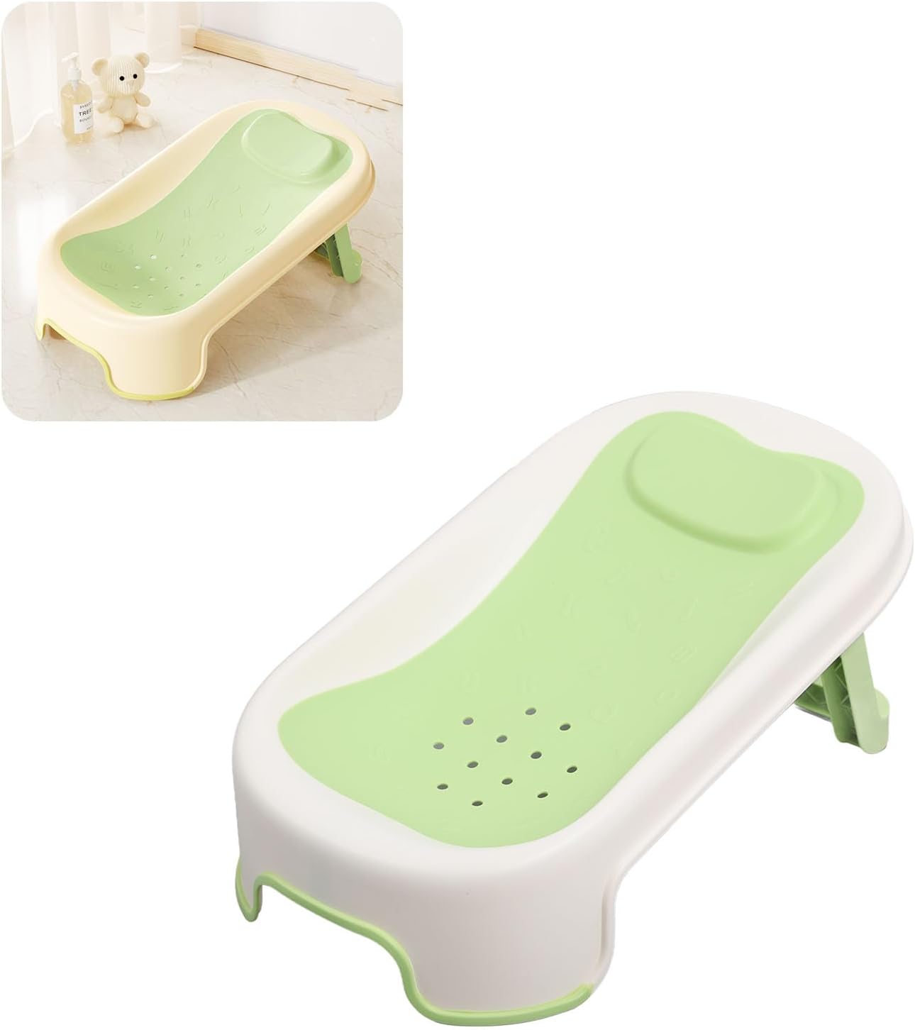 Baby Bather, Clean Rinse Baby Bather with Mesh Holes Non Slip Infant Bathtub Support Newborn Shower Stand for Use on the Counter, in the Sink or in the Bathtub 29.5 X 52cm / 11.6