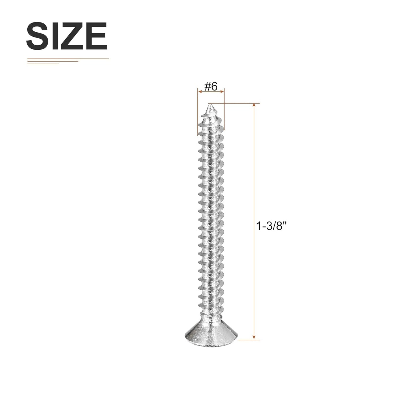 DTGN 100Pcs #6x1/2 Flat Head Wood Screws, 304 Stainless Steel Phillips Self Tapping Screws - Good for Woodworking, Furniture - Silver